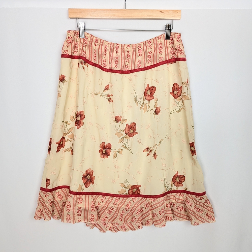 90s Ranch Dressing Floral Midi Skirt Cottagecore Prairie
